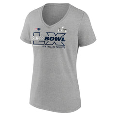 New England Patriots Women's Super Bowl LX Roster V-Neck T-Shirt Heather Gray - Fanatics