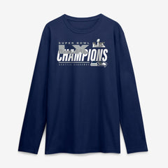 Seattle Seahawks Super Bowl LX Champions Iconic Victory Long Sleeve T-Shirt College Navy - Fanatics