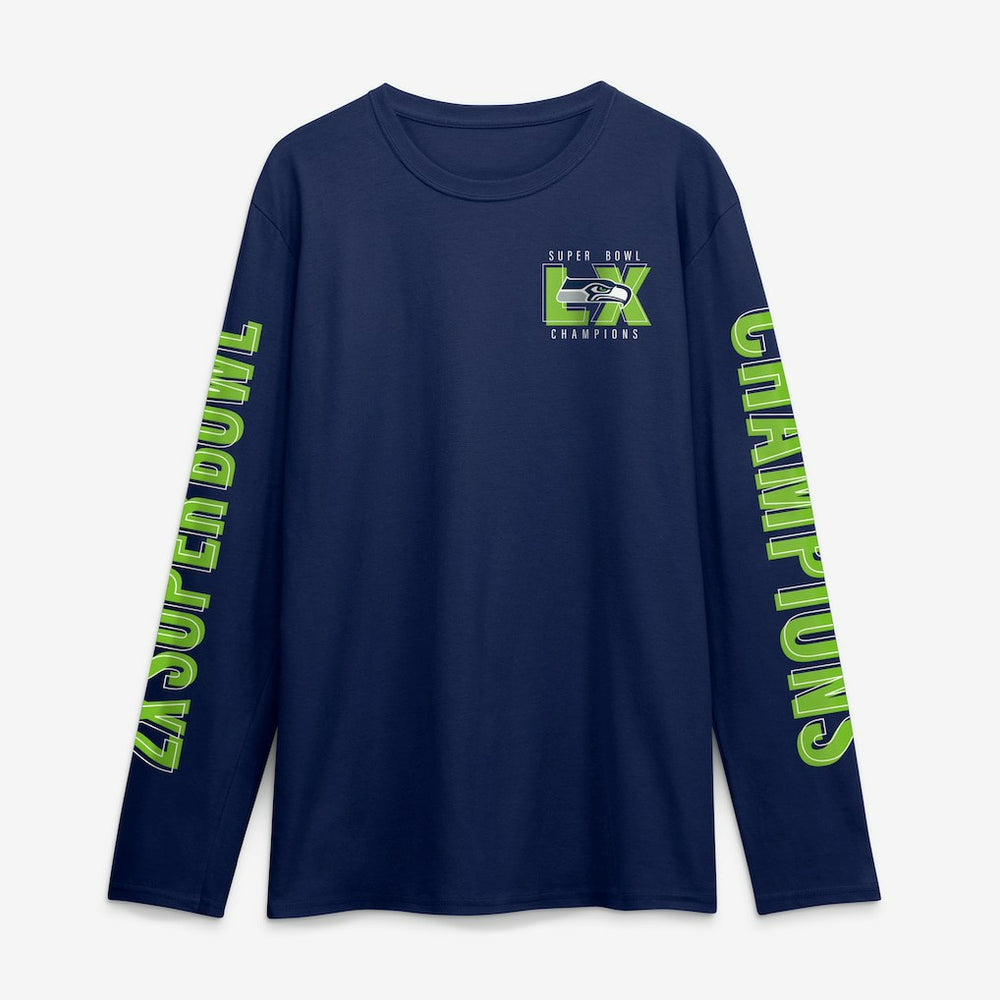 Seattle Seahawks Super Bowl LX Champions Own The Moments Long Sleeve T-Shirt College Navy - Fanatics