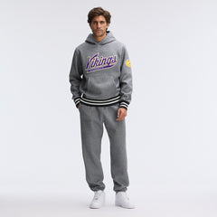 Minnesota Vikings IconicFleece Tipped Hoodie Athletic Heather Gray - Fanatics