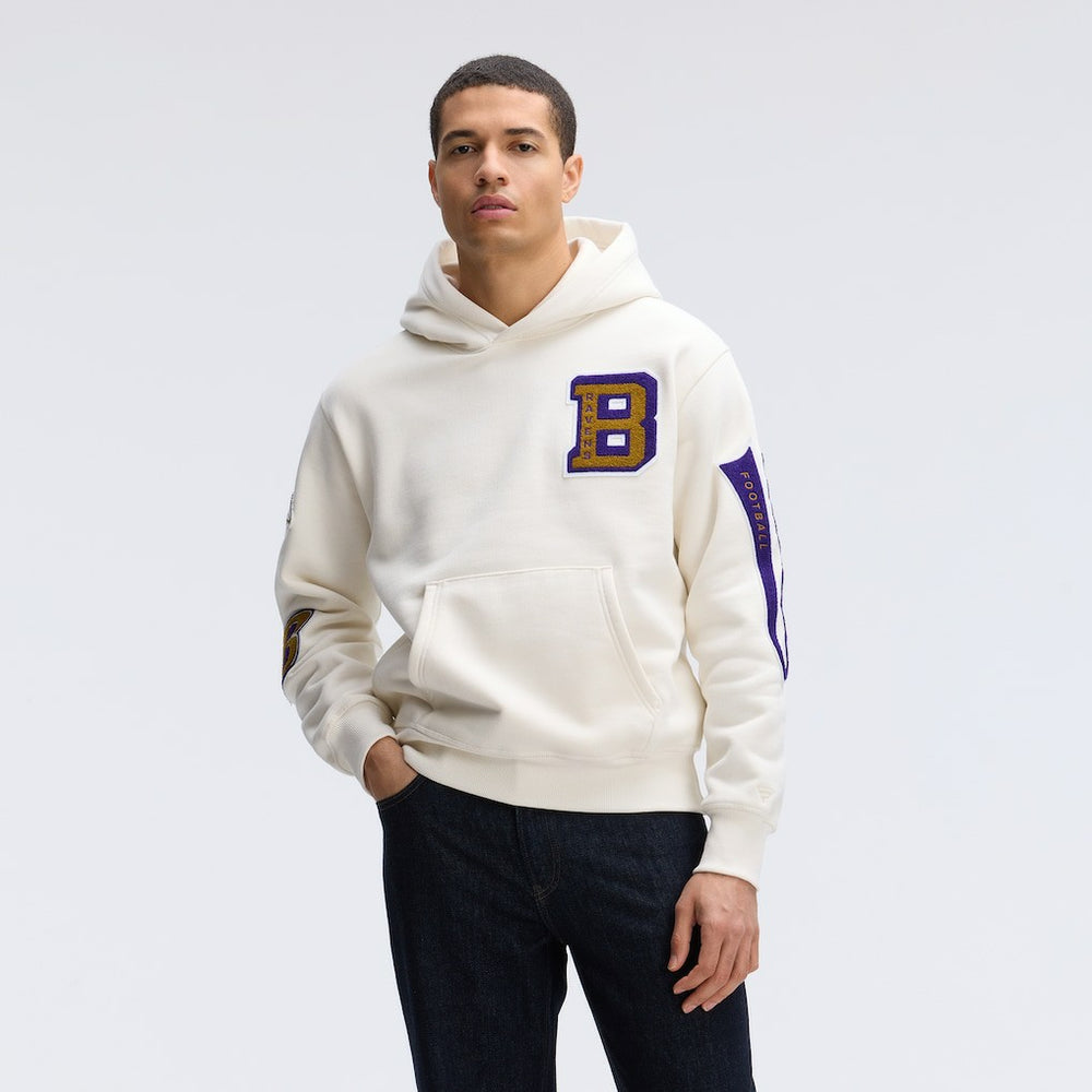 Baltimore Ravens IconicFleece Letterman Hoodie Oatmeal - Fanatics