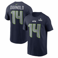 Sam Darnold Seattle Seahawks Super Bowl LX Patch Name & Number T-Shirt College Navy - Nike