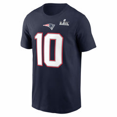 Drake Maye New England Patriots Super Bowl LX Patch Name & Number T-Shirt Navy - Nike