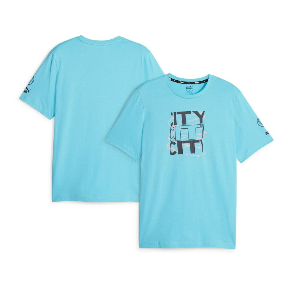Puma Manchester City FtblCore Graphic T-Shirts - Sky Blue