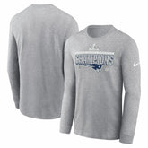 New England Patriots 2025 AFC Champions Locker Room Trophy Collection Long Sleeve T-Shirt Heather Gray - Nike