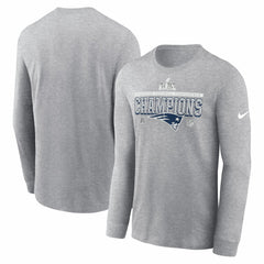 New England Patriots 2025 AFC Champions Locker Room Trophy Collection Long Sleeve T-Shirt Heather Gray - Nike