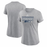 Seattle Seahawks Women's 2025 NFC Champions Locker Room Trophy Collection T-Shirt Heather Gray - Nike
