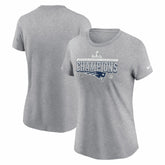 New England Patriots Women's 2025 AFC Champions Locker Room Trophy Collection T-Shirt Heather Gray - Nike