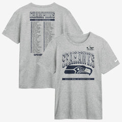 Seattle Seahawks Super Bowl LX Champions Ice Classic Roster T-Shirt Heather Gray - Nike