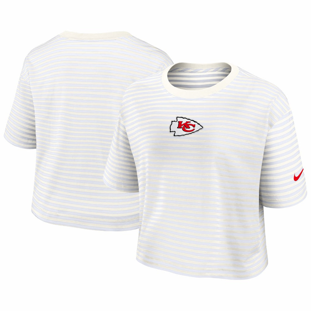 Kansas City Chiefs Women's Striped Cropped T-Shirt Yellow/Cream - Nike