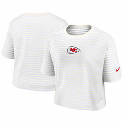Kansas City Chiefs Women's Striped Cropped T-Shirt Yellow/Cream - Nike