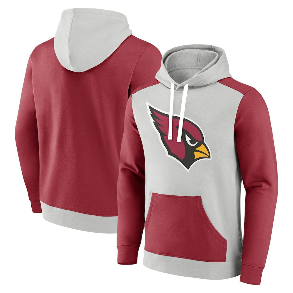 Arizona Cardinals Big & Tall Team Fleece Pullover Hoodie Silver/Cardinal - Fanatics