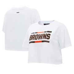 Cleveland Browns Pro Standard Women's New Helmet Capsule Cropped T-Shirt White - NFL