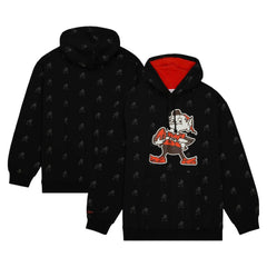 Cleveland Browns Allover Print Fleece Pullover Hoodie Black - Mitchell & Ness