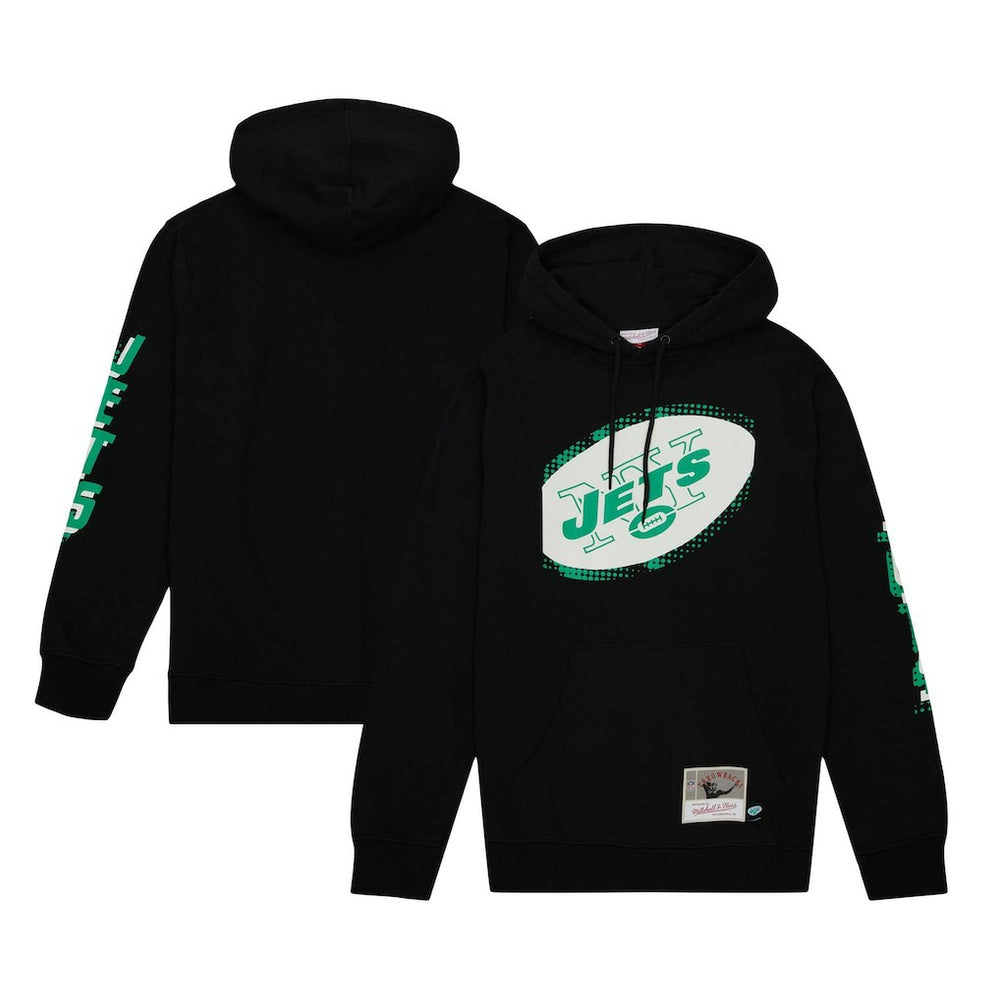 New York Jets Gridiron Classics Big Face 7.0 Pullover Hoodie Black - Mitchell & Ness