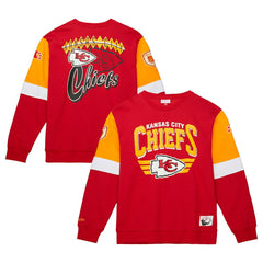 Kansas City Chiefs Gridiron Classics Allover 3.0 Pullover Sweatshirt Scarlet - Mitchell & Ness
