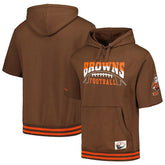 Cleveland Browns Pre-Game Short Sleeve Pullover Hoodie Brown - Mitchell & Ness