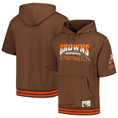 Cleveland Browns Pre-Game Short Sleeve Pullover Hoodie Brown - Mitchell & Ness