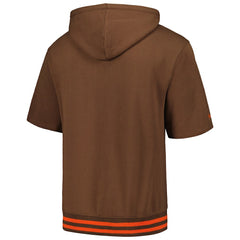 Cleveland Browns Pre-Game Short Sleeve Pullover Hoodie Brown - Mitchell & Ness