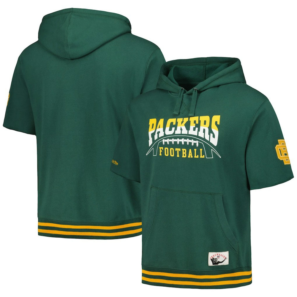 Green Bay Packers Pre-Game Short Sleeve Pullover Hoodie Green - Mitchell & Ness