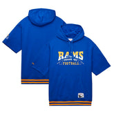 Los Angeles Rams Pre-Game Short Sleeve Pullover Hoodie Royal - Mitchell & Ness