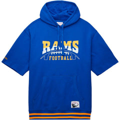 Los Angeles Rams Pre-Game Short Sleeve Pullover Hoodie Royal - Mitchell & Ness