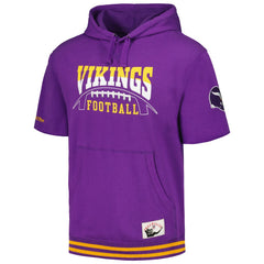 Minnesota Vikings Pre-Game Short Sleeve Pullover Hoodie Purple - Mitchell & Ness