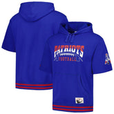 New England Patriots Pre-Game Short Sleeve Pullover Hoodie Royal - Mitchell & Ness