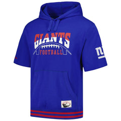 New York Giants Pre-Game Short Sleeve Pullover Hoodie Royal - Mitchell & Ness