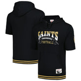 New Orleans Saints Pre-Game Short Sleeve Pullover Hoodie Black - Mitchell & Ness