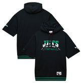 New York Jets Pre-Game Short Sleeve Pullover Hoodie Black - Mitchell & Ness