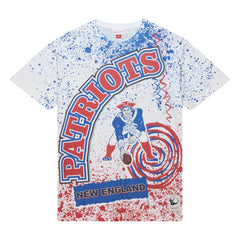 New England Patriots Team Burst Sublimated T-Shirt White - Mitchell & Ness