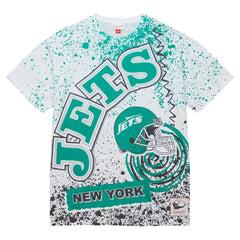 New York Jets Team Burst Sublimated T-Shirt White - Mitchell & Ness