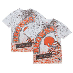 Cleveland Browns Team Burst Sublimated T-Shirt White - Mitchell & Ness