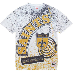 New Orleans Saints Team Burst Sublimated T-Shirt White - Mitchell & Ness