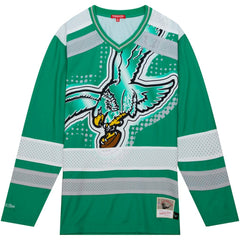 Philadelphia Eagles Women's Big Face 7.0 Long Sleeve Jersey T-Shirt Green - Mitchell & Ness