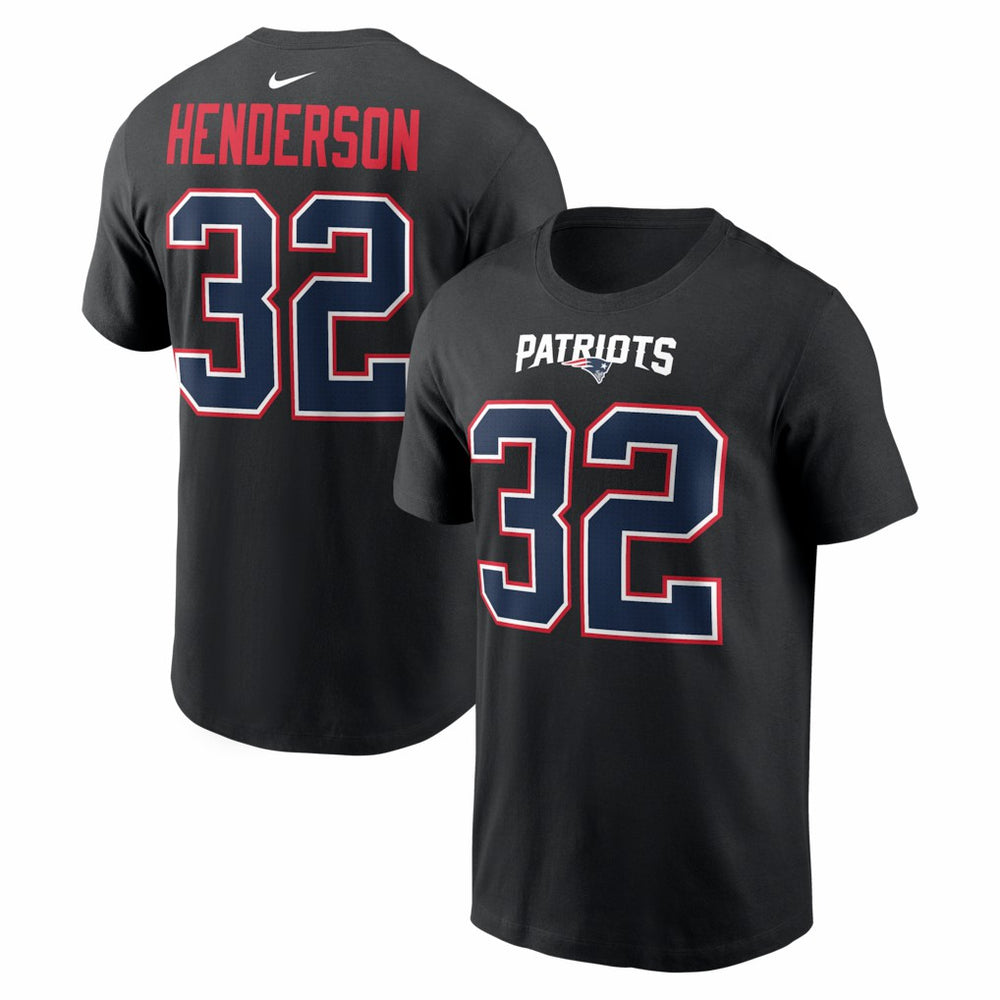 TreVeyon Henderson New England Patriots Carbon Name & Number T-Shirt Black - Nike