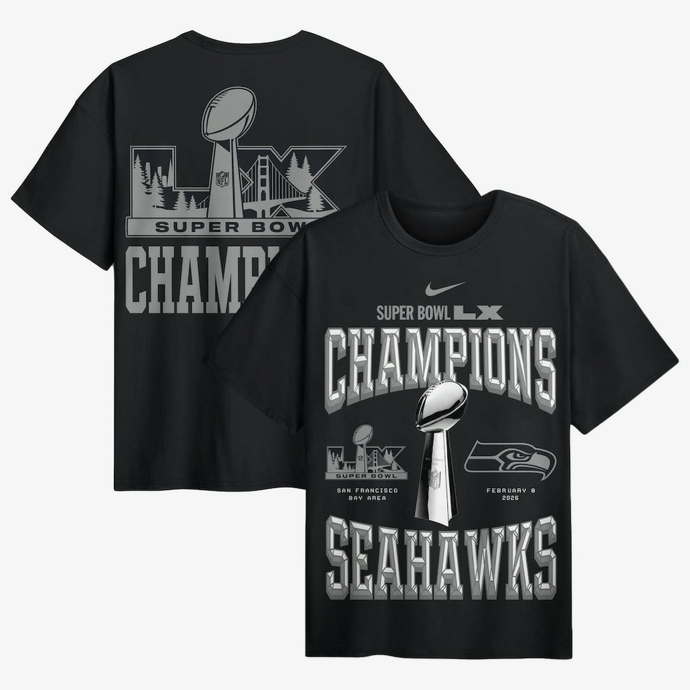 Seattle Seahawks Super Bowl LX Champions Locker Room Trophy Collection Authentic T-Shirt Black - Nike