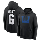 Jaxson Dart New York Giants Player Name & Number Fleece Hoodie Black - Nike