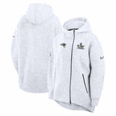 New England Patriots Women's Super Bowl LX Opening Night Tech Fleece Full-Zip Hoodie Heather Gray - Nike