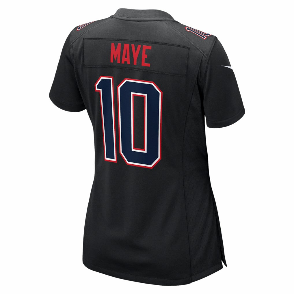 Drake Maye New England Patriots Women's Super Bowl LX Patch Carbon Fashion Game Jersey - Black | NFL Jerseys