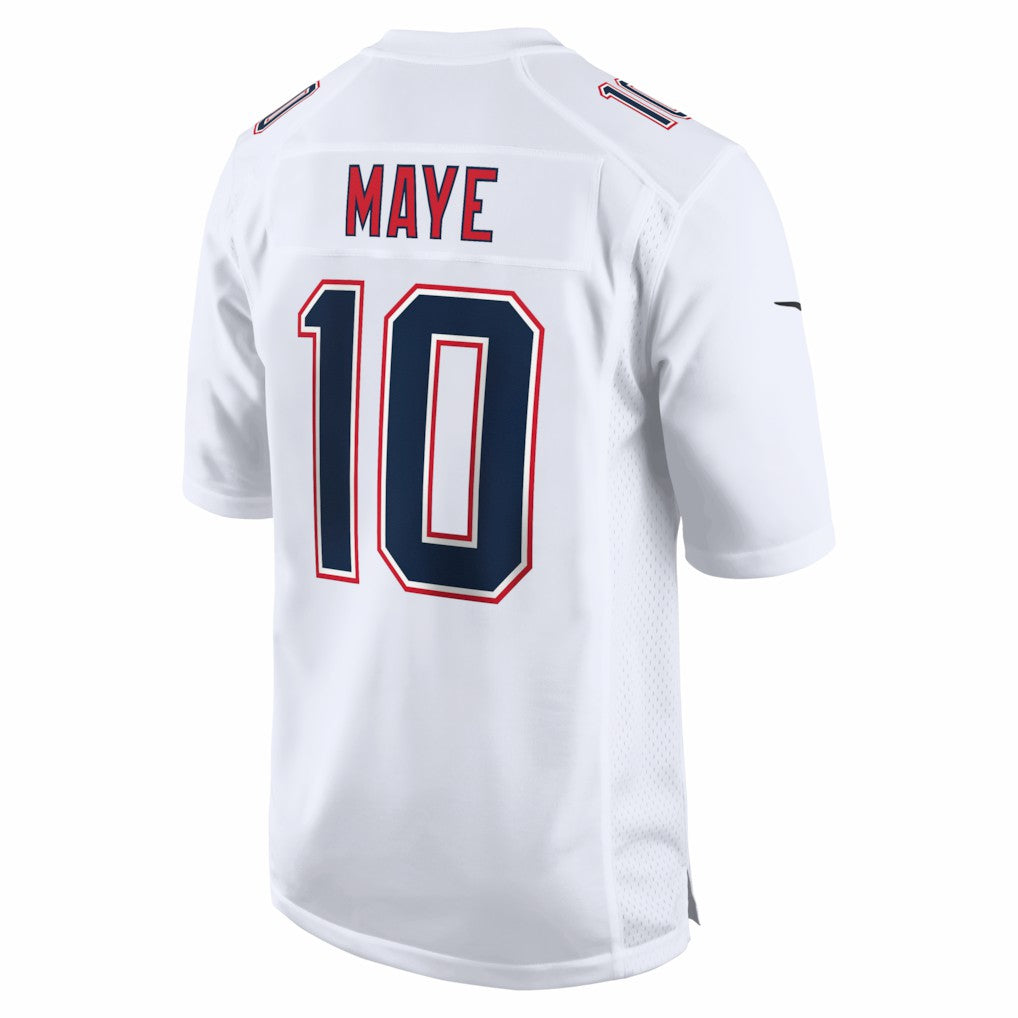 Drake Maye New England Patriots Super Bowl LX Patch Tundra Fashion Game Jersey - White | NFL Jerseys