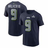 Kenneth Walker III Seattle Seahawks Super Bowl LX Patch Name & Number T-Shirt College Navy - Nike