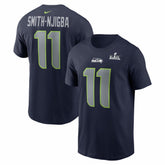 Jaxon Smith-Njigba Seattle Seahawks Super Bowl LX Patch Name & Number T-Shirt College Navy - Nike
