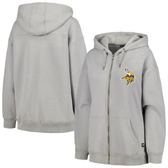 Minnesota Vikings The Wild Collective Women's Faux Fur Lined Tri-Blend Full-Zip Hoodie Gray - NFL