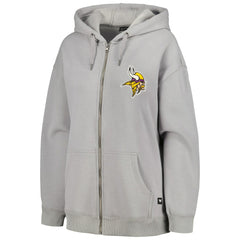 Minnesota Vikings The Wild Collective Women's Faux Fur Lined Tri-Blend Full-Zip Hoodie Gray - NFL