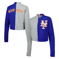 New York Mets Terez Women's Cropped Button-Up Cardigan Clearance
