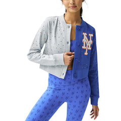 New York Mets Terez Women's Cropped Button-Up Cardigan Clearance