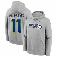Jaxon Smith-Njigba Seattle Seahawks Super Bowl LX Patch Name & Number Hoodie Heather Gray - Nike