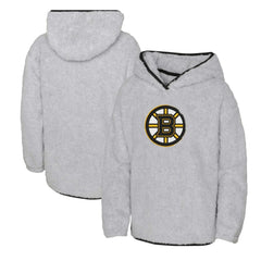 Boston Bruins Girls Youth Ultimate Teddy Fleece Pullover Hoodie Heather Gray